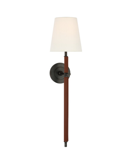 Visual Comfort Bryant Large Wrapped Tail Sconce Bronze/Saddle Leather