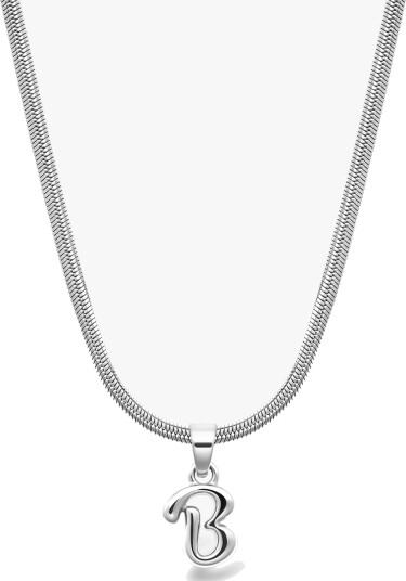 Who Is She Bone Letter Necklace Silver Sølv ONE SIZE