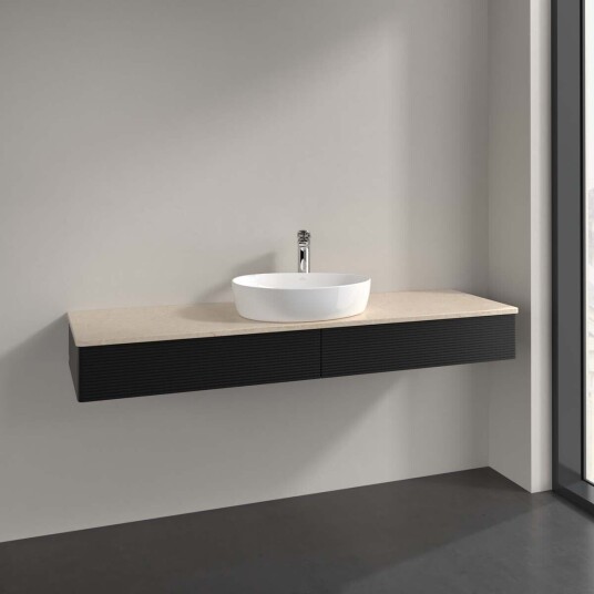 Villeroy & Boch Antao Servantskap med 2 skuffer 160x50x19 cm m/lys Sort Matt/Crème Villeroy & Boch Antao Servantskap med 2 skuffer 160x50x19 cm m/lys Sort Matt/Crème