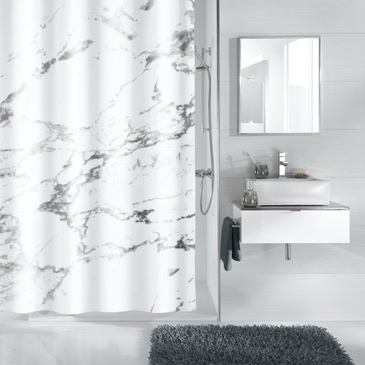 Kleine Wolke Marble dusjforheng, 180x200 cm, hvit m/ mønster Kleine Wolke Marble dusjforheng, 180x200 cm, hvit m/ mønster