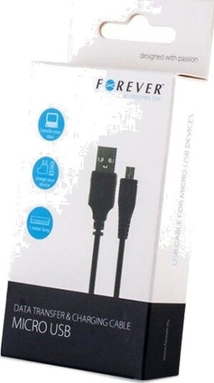 Usb-Kabel Forever Usb-A Til Microusb Svart T_0012101 Usb-Kabel Forever Usb-A Til Microusb Svart T_0012101