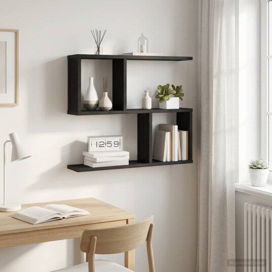 vidaXL Vegghylle Svart eik 60 x 12 x 50,5 cm Konstruert tre