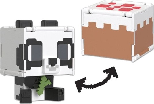 Minecraft Flippin' Figs Panda & Kake Figurer 9,5 cm 2-i-1 Pikseldesign Flerfarget 6+ år