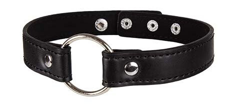 Choker Collar With Decorative Ring Black