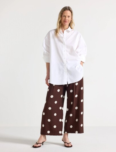 Lindex Wide Cropped Trousers Brown XS Lindex Wide Cropped Trousers Brown XS