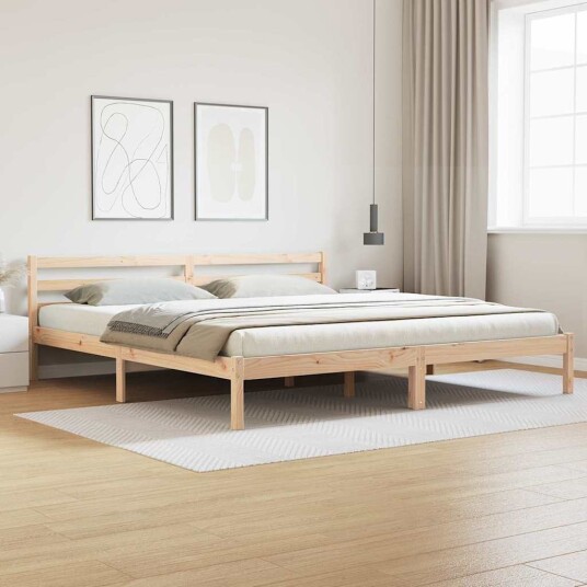 Sengeramme med hodegavl 200x220 cm Solid trefuru