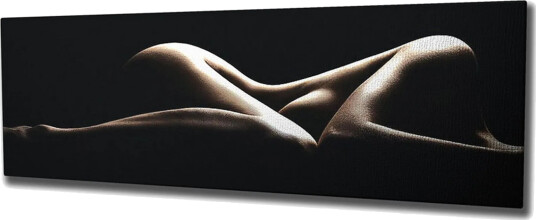 Lerretsbilde 80x30 cm Sensuell komposisjon av nakne kropper i myke former Beige / Svart