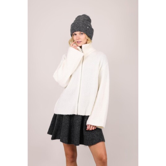 Pandora Cardigan Cream S Mohair zip wool cardigan