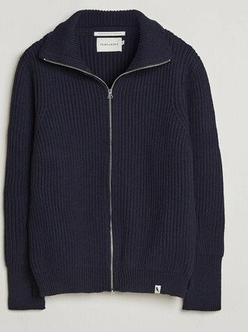 Peregrine Fisherman Merino Zip Cardigan Navy