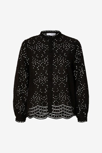 Selected Femme Skjorte slfTatiana L/S Embr Shirt Svart