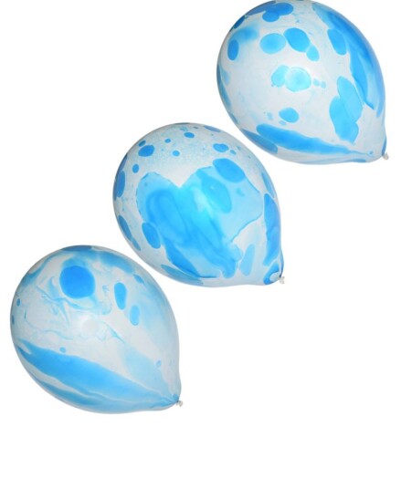 6 stk Hvite og Blå Marmor Ballonger 30 cm 6 stk Hvite og Blå Marmor Ballonger 30 cm