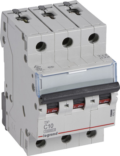 Legrand TX³ MCB automatsikring C10 3P 3M 10/10kA