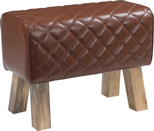 vidaXL benk 60 x 30 x 45 cm Ekte Lær Brun diamant