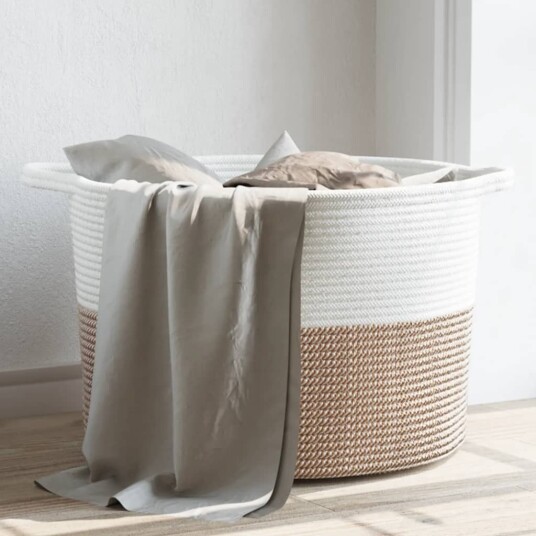  Skittentøyskurv brun og hvit Ø55x36 cm bomull 8721012086883