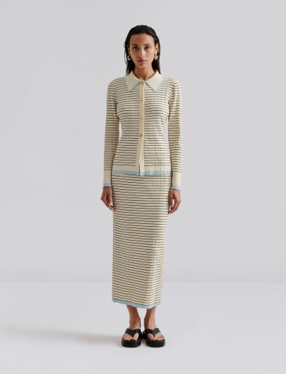 Malina Katya Knitted Maxi Skirt Cream S