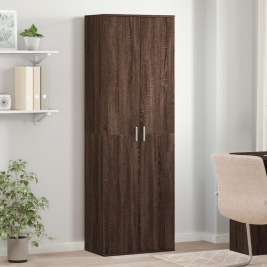 Highboard brun eik 60x35x180 cm konstruert tre