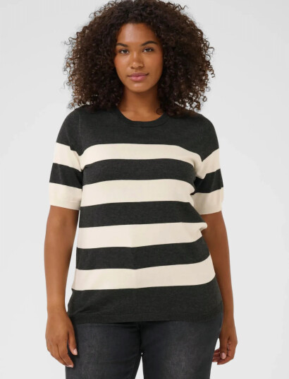 Kaffe Curve Kclizzy Striped Pullover - Black - XL Kaffe Curve Kclizzy Striped Pullover - Black - XL