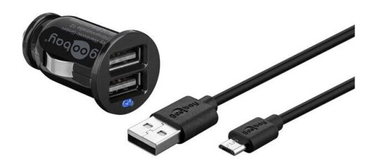 Pro USB Car charger 12V - 2x USB (2.4A) - 1m cable