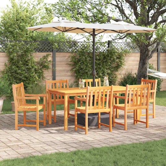 Spisebordsett 7 pcs Naturlig tre 180 x 90 x 75 cm