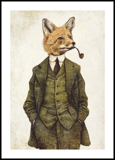 The Vintage Stylish Fox Poster Plakat / 70x100cm