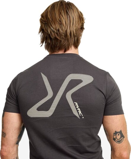 Revolutionrace Easy Graphic Logo T shirt Slim Fit Herre Anthracite 2XL Herre Overdeler T skjorter