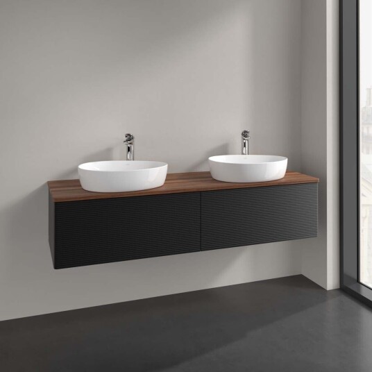 Villeroy & Boch Antao Servantskap med 2 skuffer 160x50x36 cm m/lys Sort Matt/Valnøtt Villeroy & Boch Antao Servantskap med 2 skuffer 160x50x36 cm m/lys Sort Matt/Valnøtt