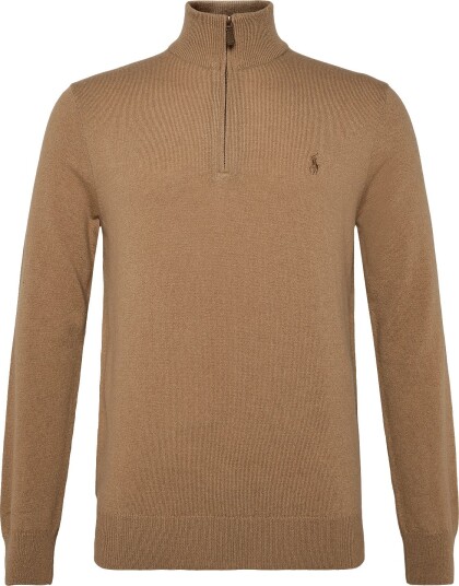 Polo Ralph Lauren Wool Quarter Zip Sweater   CROUTON TAN HEATH   XS
