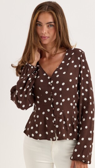 Vero Moda Vmelisa L/S V NECK BUTTON TOP