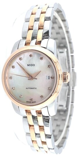 Mido Dameklokke M039.007.22.106.00 Baroncelli Hvit/Rose gulltonet