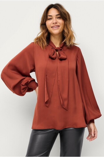 Ellos Collection Knytebluse Cleo Brun