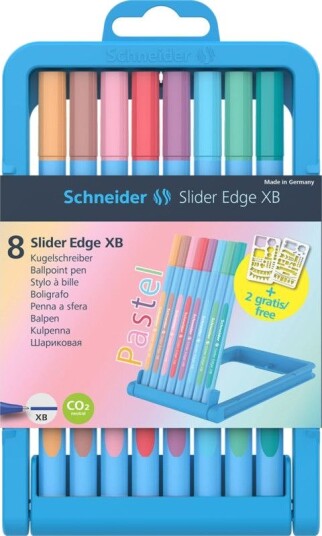 Schneider Skriveinstrumenter 8 Kulepenner Slider Edge Xb Pastellblå Skrivefarge (50-152289)