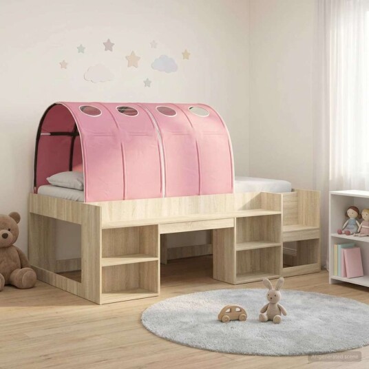  Sengestamme med tunnel 3 pcs Sonoma eik og rosa Konstruert tre