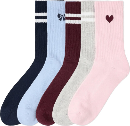 Lindex 5 Pack Socks Burgundy 37/39