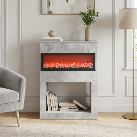 vidaXL Elektrisk peis Betong 64 x 30 x 87 cm Konstruert tre