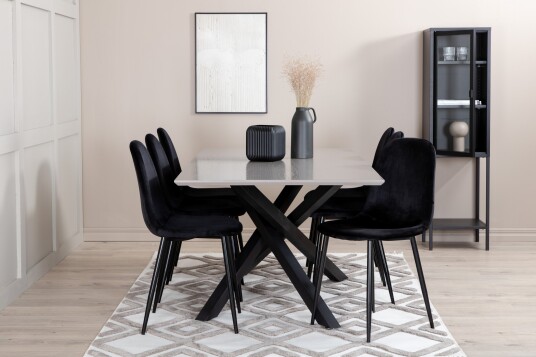 Venture Home Spisegruppe Arnulf 190 cm inkl. 6 Tommy Stoler Grå/Svart