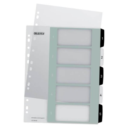 LEITZ Register PP PC-utskrift A4+ 1-5 Hv/Sort