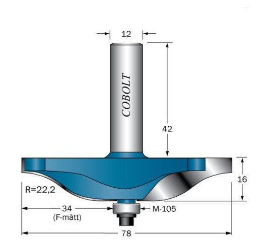 Cobolt 325-078 Frisfres R=22,2 D=78 L=16 S=12 Maskintilbehør & forbruk