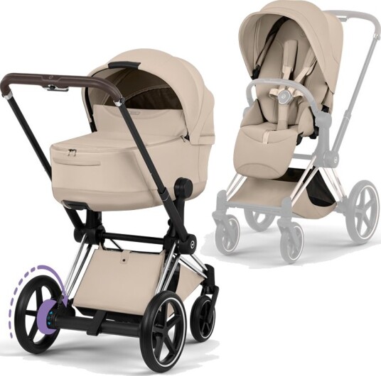 Cybex ePriam Style Collection Komplett Barnevogn New Generation Chrome/Cozy Beige