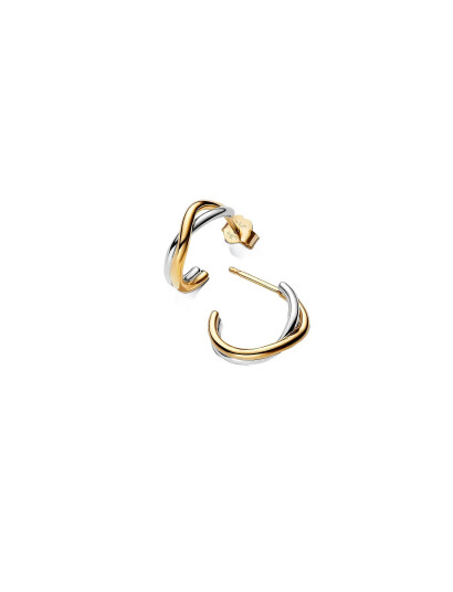 PANDORA Organically Shaped Sterling Silver And 14K Gold Plated Hoop Earrings Guld One Size