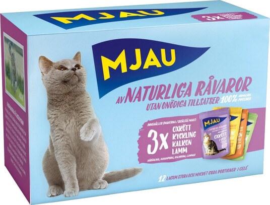 Mjau Cat Poser Blandet Kjøttmeny I Gelé 4 Varianter 12 X 85 G