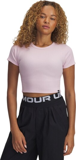 Under Armour Rival Rib Crop T skjorte Dame Lyserosa XL