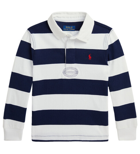 Polo Ralph Lauren White/Cruise Navy Rugby Polo T Shirt 3 år