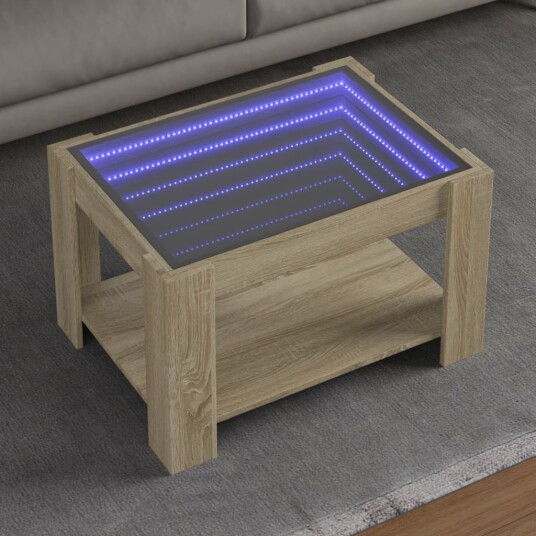 Salongbord med LED sonoma eik 73x53x45 cm konstruert tre 847548