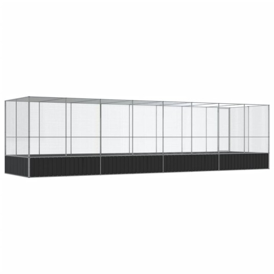 Voliere Med Forlengelse Sølv 832X207X212 cm Stål