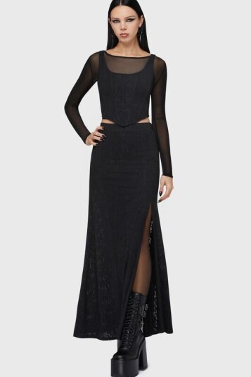 Motionless In White by Killstar Goth Langt skjørt Lisbeth Maxi Skirt S til 4XL Damer svart Motionless In White by Killstar Goth Langt skjørt Lisbeth Maxi Skirt S til 4XL Damer svart