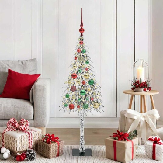  Juletre med 150 LED med stativ Hvit 120 cm PE og stål
