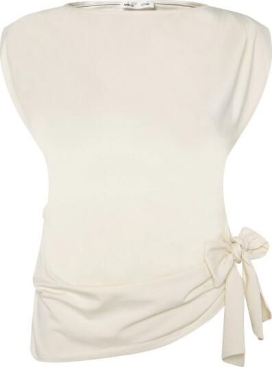 Mango Asymmetrical Laced Top LIGHT BEIGE XL