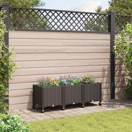 vidaXL Hagekrukke med hjul Brun 120 x 40 x 44 cm PP