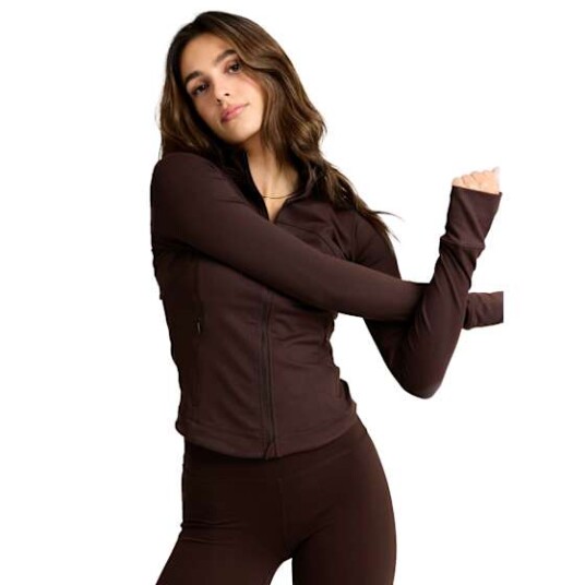 Caspara Sculptluxe Zip Jacket Dame Espresso L Caspara Sculptluxe Zip Jacket Dame Espresso L