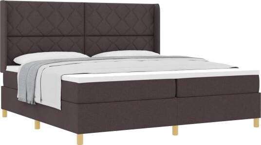 Box Spring Seng med Madrass i Mørk Brun 200x200 cm Stoff Box Spring Seng med Madrass i Mørk Brun 200x200 cm Stoff